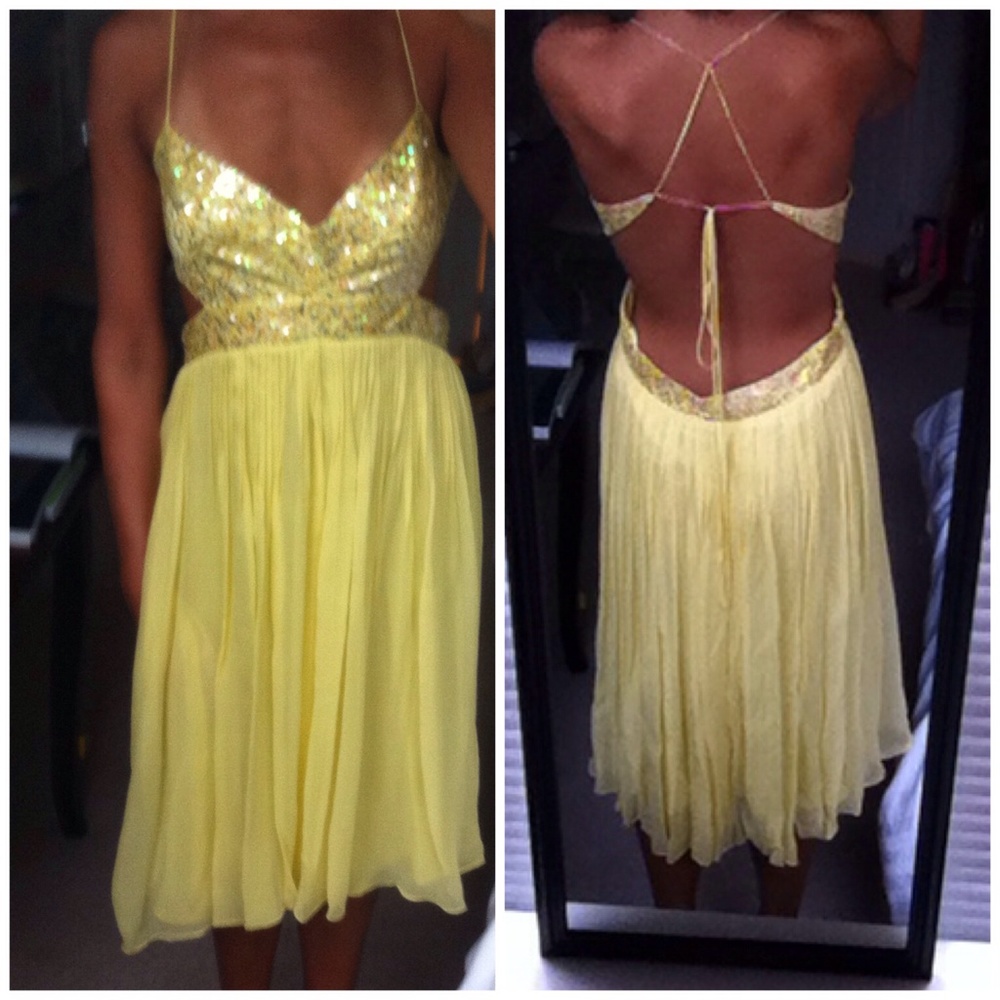 BCBG yellow sparkle dress